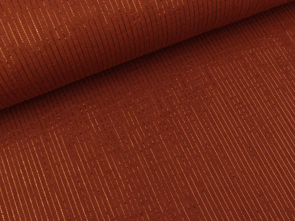 Baumwoll Musselin Double Gauze Bambino Lurex rost mit Glitzerstreifen