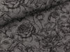 Reststück 12cm - Melange Sweat Mareike Rosenmuster auf dunkelgrau melange