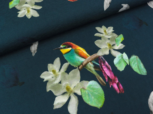 Reststück 100cm - Baumwolljersey Soñado nachtblau by Bienvenido Colorido