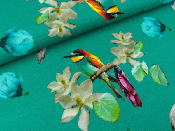 Reststück 49cm - Baumwolljersey Soñado smaragd by Bienvenido Colorido