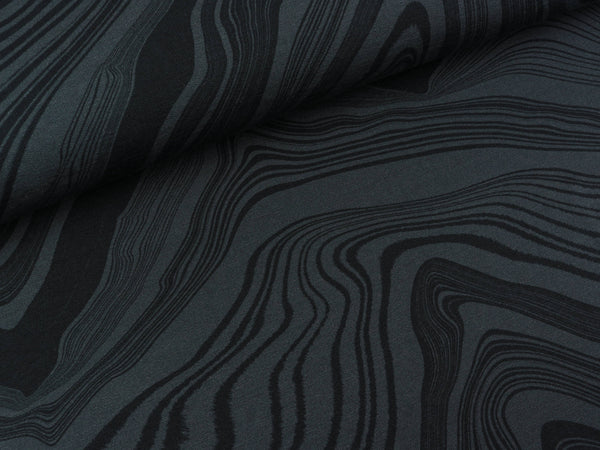 Reststück 56cm - Modal French Terry Stone Layers schwarz-dunkelgrau by Thorsten Berger
