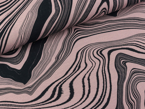 Reststück 60cm - Modal French Terry Stone Layers schwarz-staubrosa by Thorsten Berger