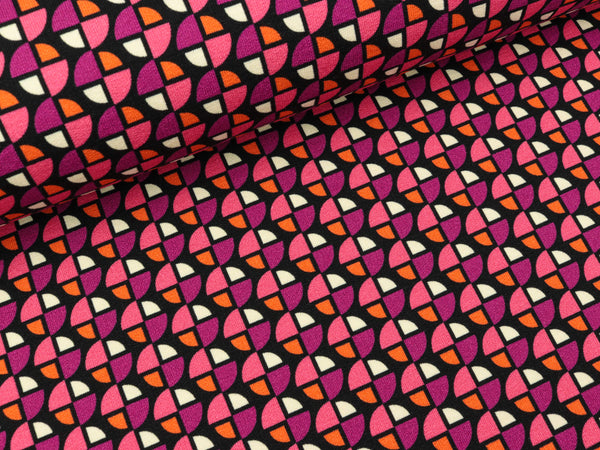 Reststück 80cm - Hamburger Liebe Leichter Baumwollsweat Only You All of You azalea-ciclamino-papaia-meringa auf Schwarz