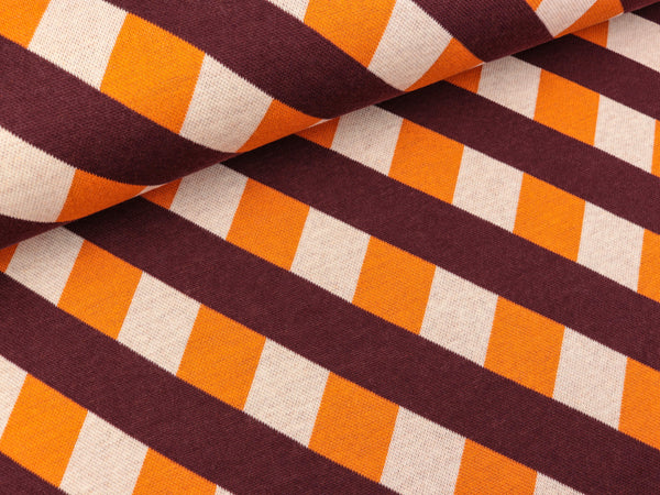 Reststück 96cm - Hamburger Liebe 3 Farb-Jacquardjersey Only You In every Way bordeaux-papaia-meringa