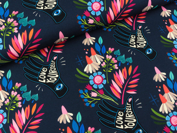 Hamburger Liebe Bio Baumwoll Canvas Only You Love Yourself blue navy-bunt