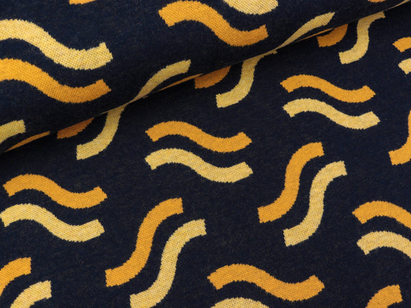 Hamburger Liebe 3 Farb-Jacquardjersey Darling Things Pasta blue navy-curry-colza Wooltouch