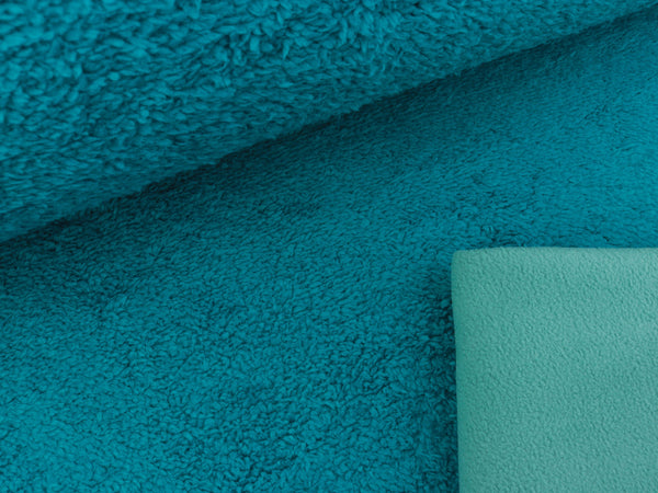 Reststück 17cm - Doubleface Plüsch Tamme petrol uni mit Fellabseite