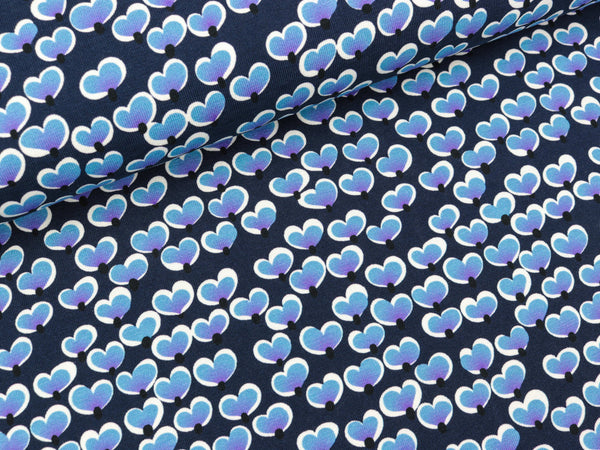 Reststück 14cm - Hamburger Liebe Baumwolljersey Glory Strew Flowers blue navy