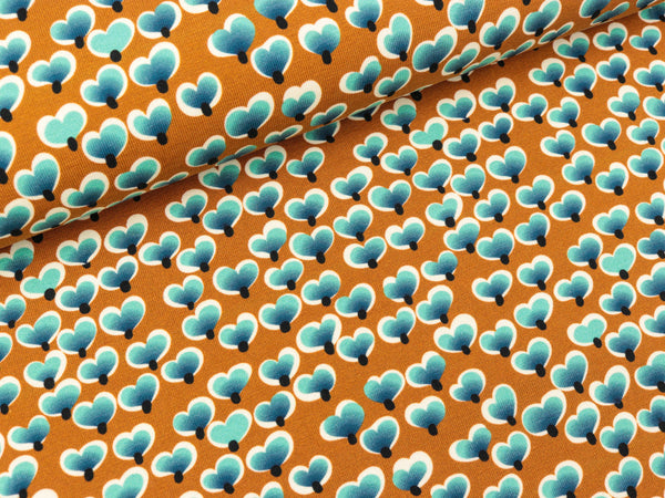 Hamburger Liebe Baumwolljersey Glory Strew Flowers dunkles Curry