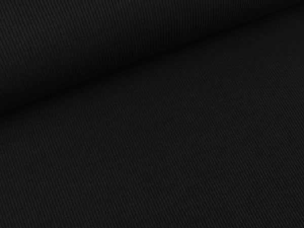 Reststück 31cm - Rippjersey Marissa schwarz uni