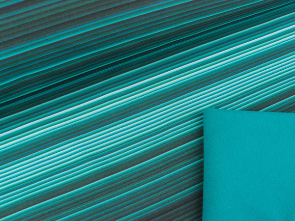 Reststück 12cm - NANO Softshell Robin Schmale Streifen petrol-smaragd-türkis