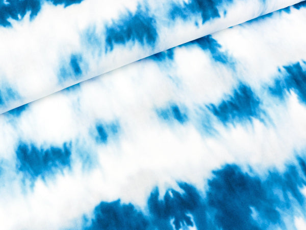 Viskose Webware Lexi Batikmuster Linien dunkeltürkis-weiß FS22