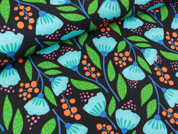 Reststück 47cm - Hamburger Liebe TENCEL Webware Wonderland Alice blue navy-bunt