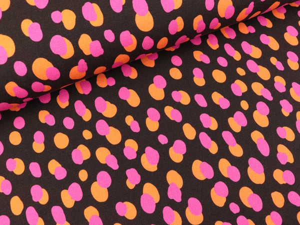 Reststück 104cm - Hamburger Liebe Leichter Baumwollsweat Wonderland Sprinkles bunt auf Mokka