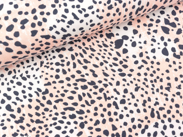 Viskosejersey Selina Punkte anthrazit auf Apricot FS22