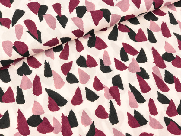 Viskose Webware Antonia Tupfen altrosa-brombeere-schwarz auf Creme