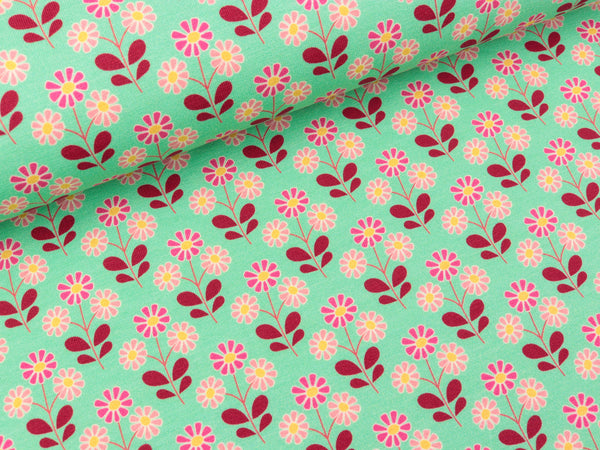 Reststück 160cm - Hamburger Liebe Baumwolljersey Kids Kollektion Sally and Friends Sallys Garden verdino-bunt