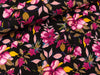 Viskosejersey Flowers fuchsia-bunt auf Schwarz