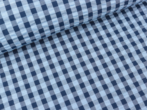 Seersucker Karomuster dunkelblau-hellblau