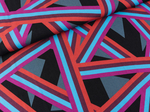 Reststück 70cm - Viskose Webware Crisscross türkis-rost-schwarz-bordeaux-grau-lila by Thorsten Berger