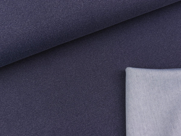Reststück 34cm - French Terry Vintage Look dunkelblau-hellblau