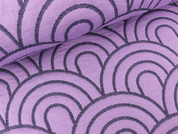 Reststück 104cm - Hamburger Liebe Pretty & Pure Doubleface Bow Stepper glicine-blue navy