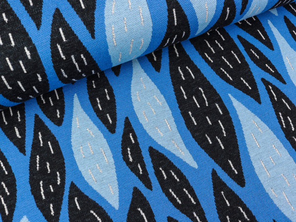 Reststück 29cm - Hamburger Liebe 5 Farb-Jacquardjersey Glossy Flow bluette-blue navy-azzuro-silber-winterweiß