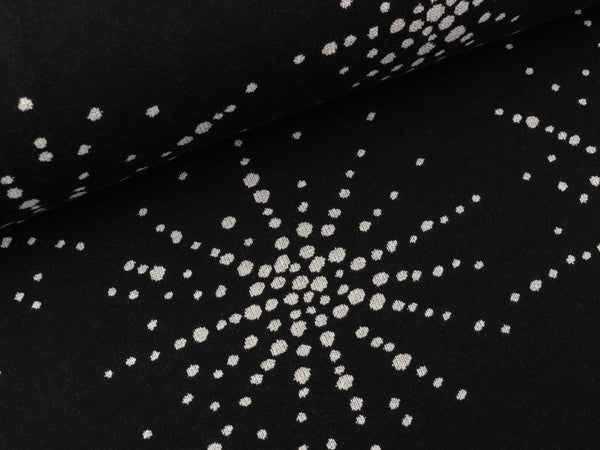 Reststück 80cm - Hamburger Liebe 3 Farb-Jacquardjersey Glossy Boom schwarz-winterweiß-silber