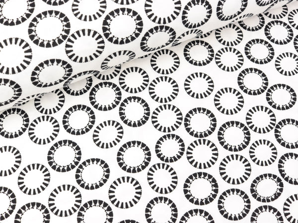 Baumwolljersey Circles schwarz auf Weiß