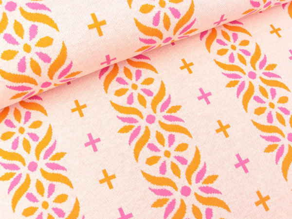 Hamburger Liebe 3 Farb-Jacquardjersey Evermore Flourish puder-ortensia-papaia