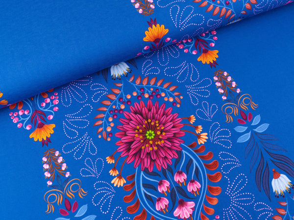 Reststück 15cm - Hamburger Liebe Baumwolljersey Evermore Make a Wish bluette-bunt