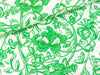 Viskose Popeline Webware Große Sommerblumen grün auf Weiß
