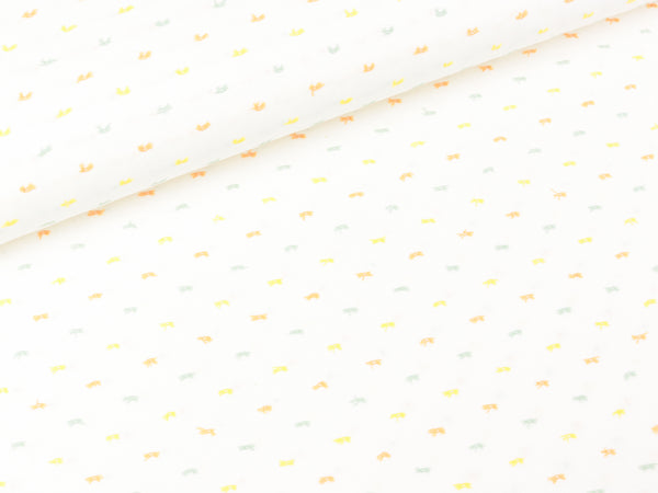 Baumwoll Webware Dobby Minipünktchen bunt auf Weiß