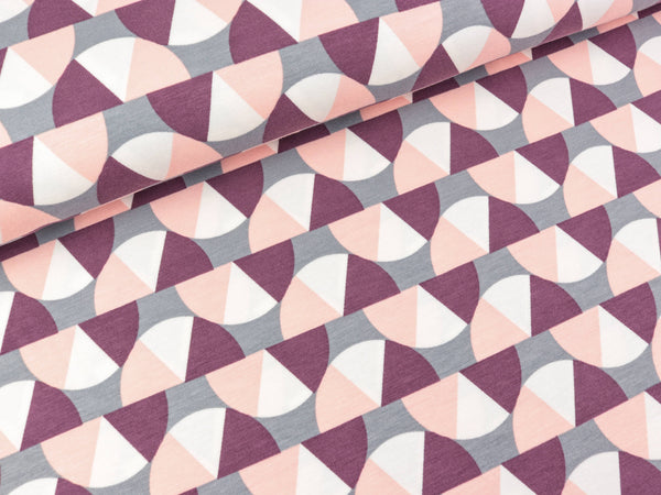 Modaljersey Slice Halbkreise bunt auf Grau