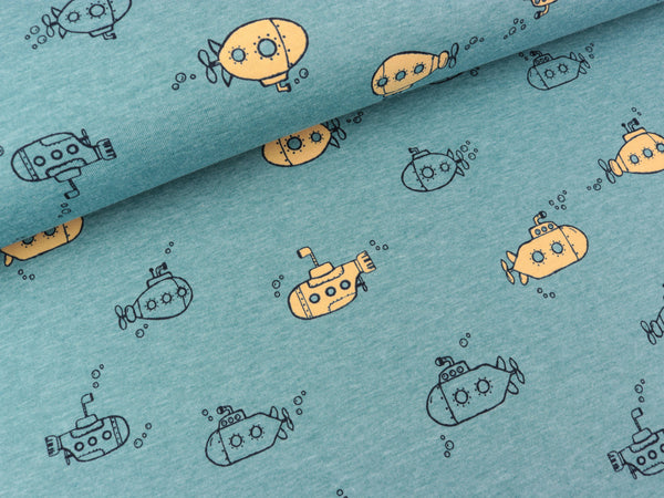 Jersey Melange Submarine U-Boote auf Smoke blue meliert