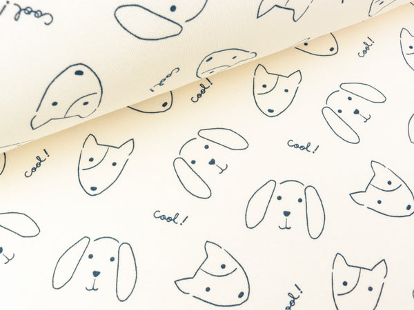 Baumwollsweat Cool Dogs ecru by Poppy Fabrics