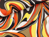Viskosejersey Curved gelb-orange-dunkelbraun-weiß