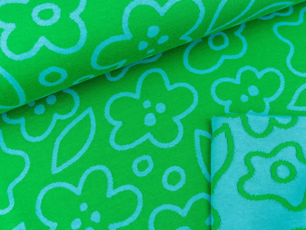 Reststück 22cm - Hamburger Liebe Jacquard Easygoing June Doubleface verde erba-türkis