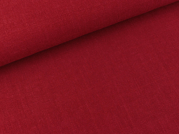 Viskoseleinen Leinenstruktur dunkelrot uni
