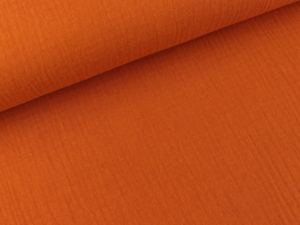 Baumwoll Double Gauze ziegel uni - Durchgefärbt