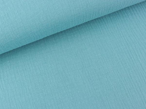 Baumwoll Double Gauze dusty blue uni - Durchgefärbt