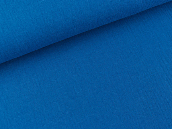 Baumwoll Double Gauze royalblau uni - Durchgefärbt