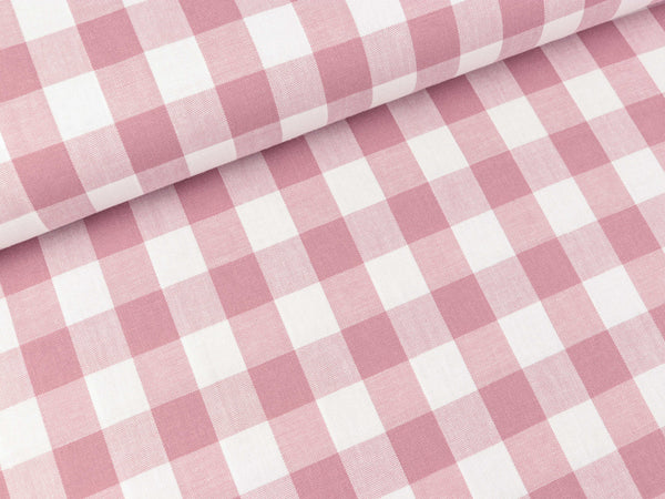 Baumwoll Webware Karo old rose-weiß 2cm Karo