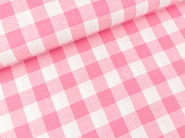 Baumwoll Webware Karo rosa-weiß 2cm Karo