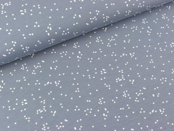 Baumwolljersey Tillisy Minipünktchen weiß auf Grau