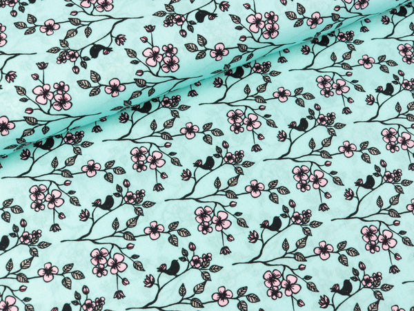 Steinbeck Webware Valerie Papillon Blumenranken auf Mint