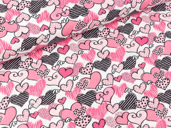 Steinbeck Webware Valerie Papillon Herzen bunt auf Weiß