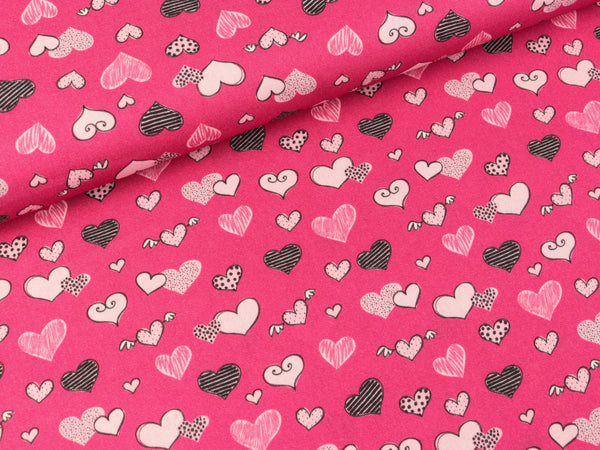 Steinbeck Webware Valerie Papillon Herzen bunt auf Pink