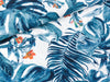 Viskose Webware Radiance Orchideen und Blätter blue shadow auf Weiß Digitalprint