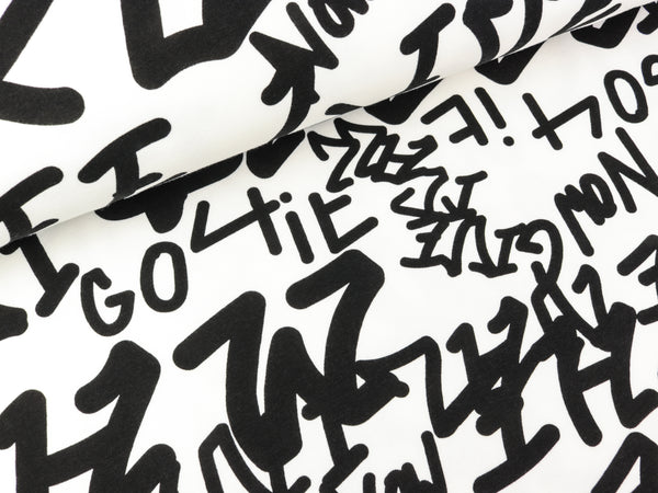 Prato Fleece Sweat Buchstaben schwarz auf Weiß